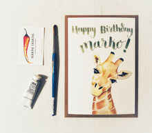 Load image into Gallery viewer, Custom Giraffe Birthday Card