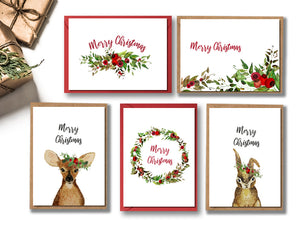 Animals and Berries - Christmas Cards - Set of 10
