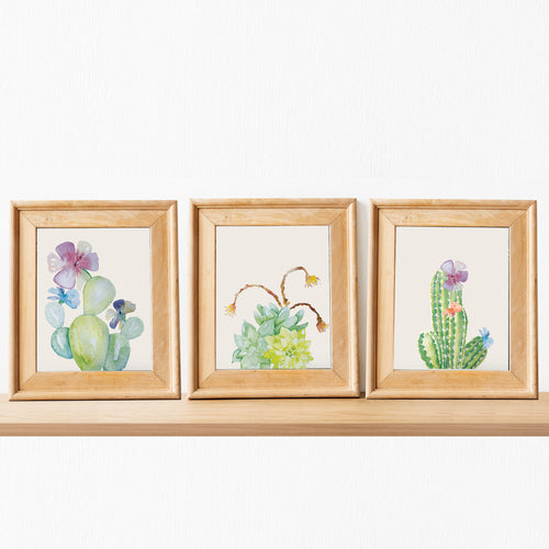 cactus wall art watercolor hand painted beautiful