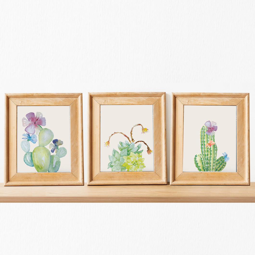 cactus wall art watercolor hand painted beautiful