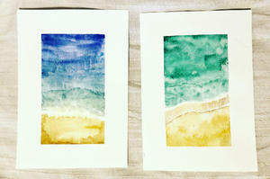 Abstract Watercolor Beach Scenes - Set of 2