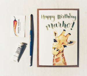 Custom Giraffe Birthday Card